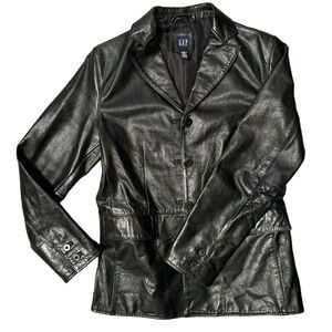 Black Gap Genuine Leather Jacket XS